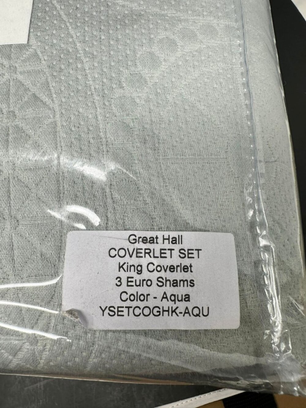 ANN GISH x THE MET GREAT HALL AQUA King 4 pc Coverlet Set w/3 Shams NEW $525 - Picture 9 of 10